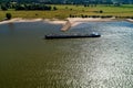 aerial view commercial ship crossing the River Rhine in an area Royalty Free Stock Photo