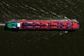 aerial view commercial ship crossing the River Rhine in an area Royalty Free Stock Photo