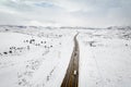 Aerial view commercial truck traveling on scenic Highway 70 in Utah