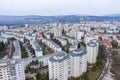 Aerial view of communist residential area, flat of blocks