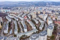 Aerial view of communist residential area, flat of blocks