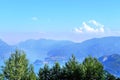 aerial view of Como Lake landscape in beautiful summer day, trees, water and mountains, Italy, Europe, concept summer vacation, Royalty Free Stock Photo