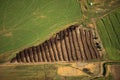 A aerial view of a compost manufacturing area.