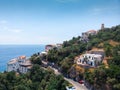 Aerial view of Conca dei Marini,Tovere. Beautiful bay and famous resort near Amalfi, ,Italy, Europe Royalty Free Stock Photo