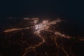 Aerial view on Concepcion (Chile) from east. Satellite view on modern city at night