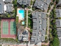 Aerial view of condo community with tennis court and pool in South California Royalty Free Stock Photo