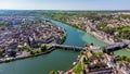 Aerial view of the confluence in Montereau Fault Yonne, Seine et Marne, France Royalty Free Stock Photo