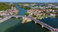 Aerial view of the confluence in Montereau Fault Yonne, Seine et Marne, France Royalty Free Stock Photo