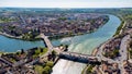 Aerial view of the confluence in Montereau Fault Yonne, Seine et Marne, France Royalty Free Stock Photo