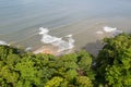 Aerial view coniferous forest and river drone landscape in Thailand Royalty Free Stock Photo