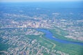 Aerial view of Connecticut river and hartford downtown Royalty Free Stock Photo