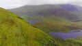 Aerial view from Connor Pass over a valley at Dingle Peninsula
