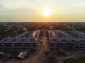 Aerial view of construction building