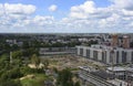 Aerial view of the construction of a multi-storey building in Yaroslavl, Russia Royalty Free Stock Photo