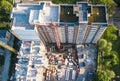 Aerial view of construction of a multistorey building
