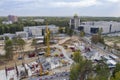 Aerial view of the construction of new buildings of Novosibirsk State University in the fall of 2022 Royalty Free Stock Photo