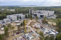 Aerial view of the construction of new buildings of Novosibirsk State University in the fall of 2022 Royalty Free Stock Photo