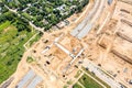 Aerial view of construction site. building of new road at suburb area Royalty Free Stock Photo