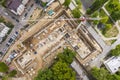 Aerial view of construction site with crane in city residential area Royalty Free Stock Photo