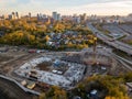 Aerial view of a construction site with a large number of differ Royalty Free Stock Photo