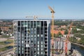 Aerial view construction site new apartment building Amsterdam, the Netherlands