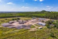 Aerial view of the construction site for the new construction of the road from Jorge Naville to Mauricio jose troche. Royalty Free Stock Photo