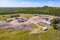 Aerial view of the construction site for the new construction of the road from Jorge Naville to Mauricio jose troche in Paraguay. Royalty Free Stock Photo