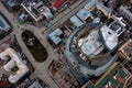 Aerial view of construction site. People working. Top view of new apartment under construction. Picture made by drone Royalty Free Stock Photo