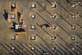 Aerial view. Construction site shot from above. Industrial place. Photo captured with drone