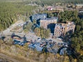 Aerial view of the construction of three elite residential build