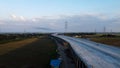 Aerial view. construction of urban transportation traffic with flyovers