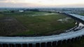 Aerial view. construction of urban transportation traffic with flyovers