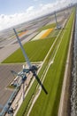 Aerial view of the construction of wind turbines, North Holland, Royalty Free Stock Photo