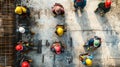 Aerial view of construction workers on site Royalty Free Stock Photo