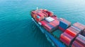 Aerial view container cargo ship, business freight shipping international by container cargo ship in the open sea. Royalty Free Stock Photo