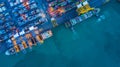 Aerial view of container cargo ship, Container Cargo ship in imp Royalty Free Stock Photo