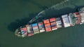 Aerial view container cargo ship, Global business import export logistic and transportation freight shipping of international by Royalty Free Stock Photo