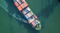Aerial view container cargo ship, Global business import export logistic and transportation freight shipping of international by Royalty Free Stock Photo