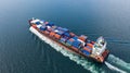 Aerial view container cargo ship, Global business import export logistic and transportation freight shipping of international by Royalty Free Stock Photo