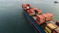 Aerial view container cargo ship, Global business industry import export commerce trade logistic and transportation international Royalty Free Stock Photo