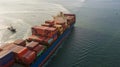 Aerial view container cargo ship, Global business industry import export commerce trade logistic and transportation international Royalty Free Stock Photo