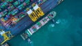 Aerial view of container cargo ship, Container Cargo ship in imp