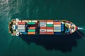 Aerial view Container Cargo ship import and export business, Top Royalty Free Stock Photo