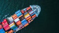 Aerial view Container Cargo ship import and export business, Top Royalty Free Stock Photo