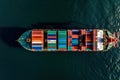 Aerial view Container Cargo ship import and export business, Top Royalty Free Stock Photo