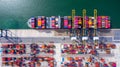 Aerial view container cargo ship, import export commerce global business trade logistic and transportation of International by Royalty Free Stock Photo