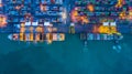 Aerial view of container cargo ship, Container Cargo ship in imp Royalty Free Stock Photo