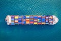 Aerial view of container cargo ship in sea Royalty Free Stock Photo