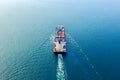 Aerial view of container cargo ship in sea Royalty Free Stock Photo