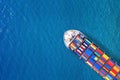 Aerial view of container cargo ship in sea. Royalty Free Stock Photo